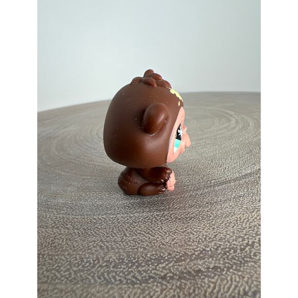 Littlest Pet Shop Chimpanzee #663 Yellow Splash Head Aqua Paint Splash Eyes - Picture 4 of 5